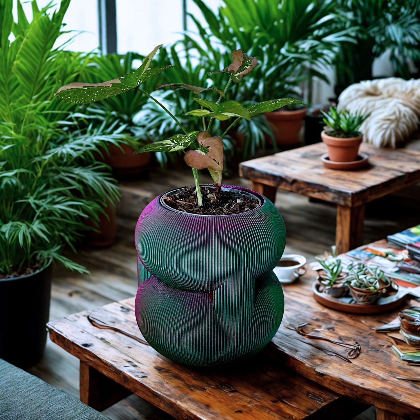 Arawari Vase Tricolour - Blue, Green & Pink Plant pot My Store