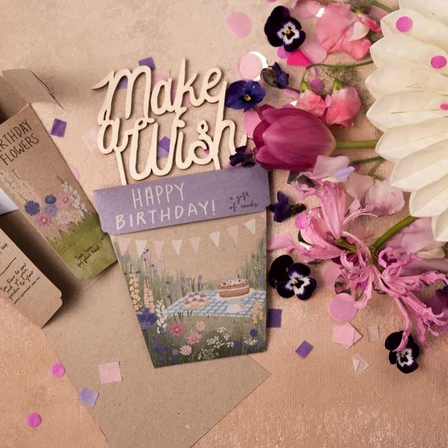 Happy Birthday Picnic Gift of Seeds - Zinnia Seeds Sow 'n Sow