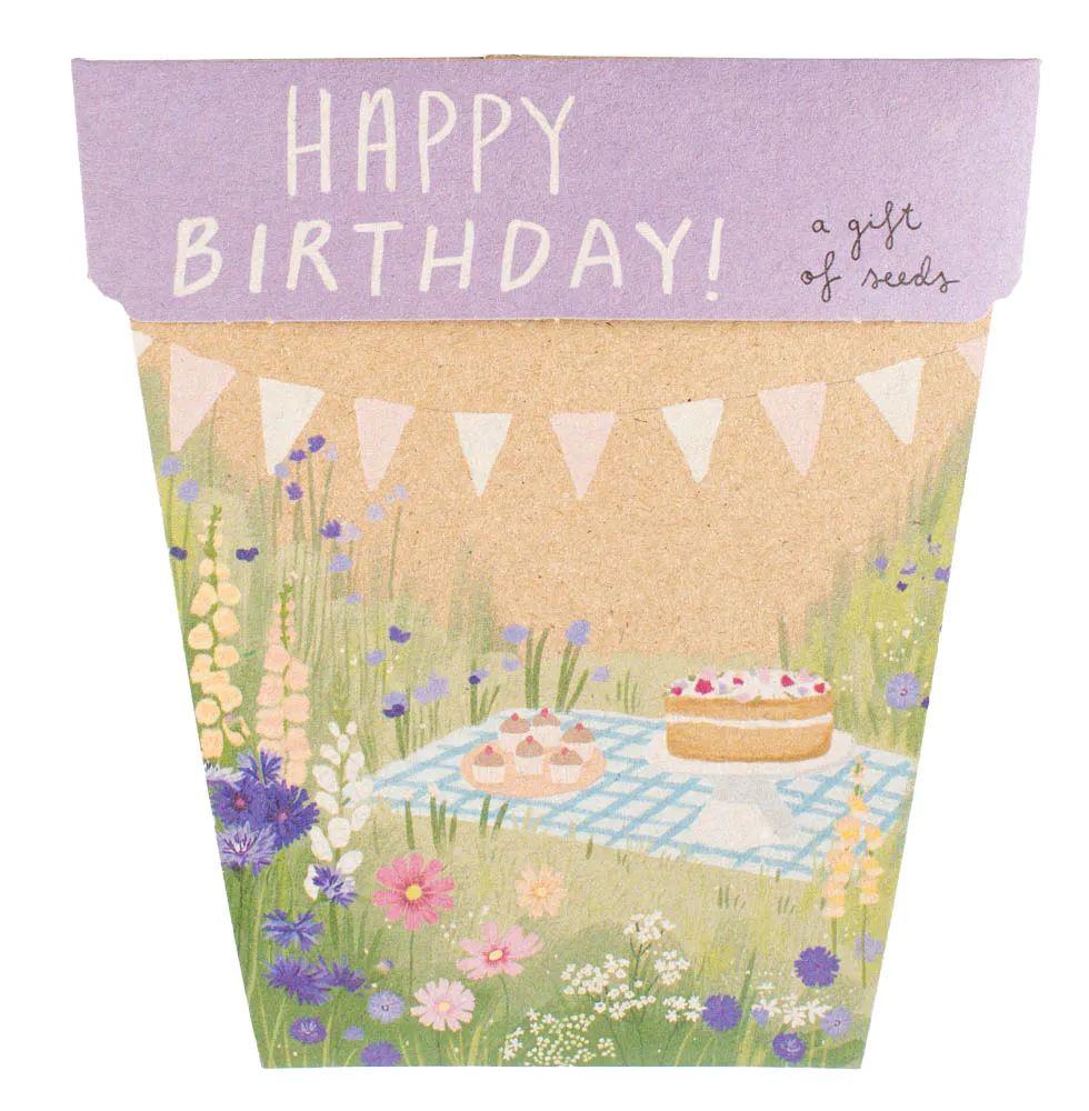 Happy Birthday Picnic Gift of Seeds - Zinnia Seeds Sow 'n Sow