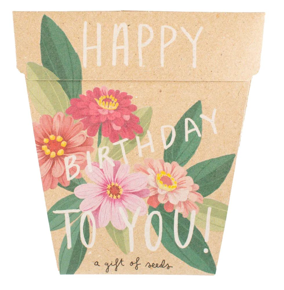 Happy Birthday To You Gift of Seeds - Zinnia Seeds Sow 'n Sow
