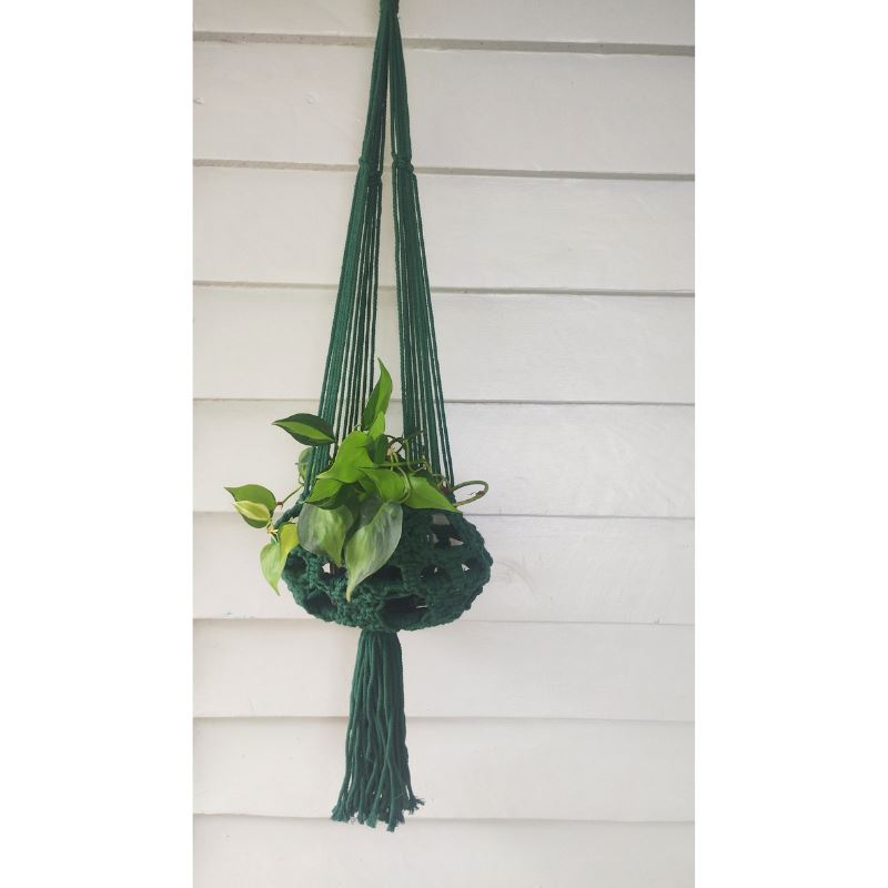Macrame Plant Hanger - Forest Green Macrame Hanging Planter Plant Folk