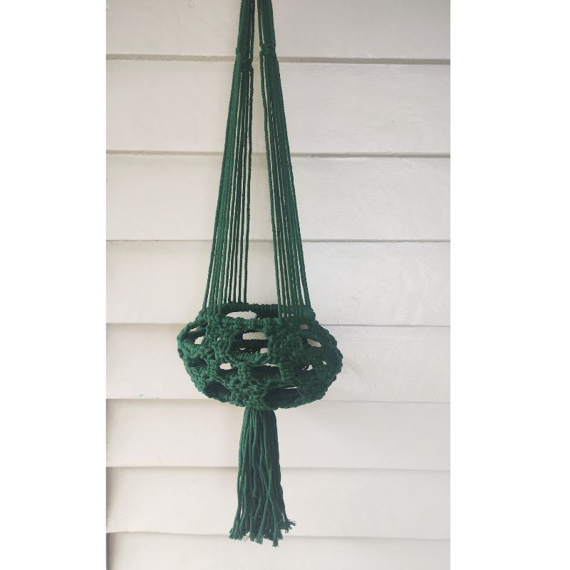 Macrame Plant Hanger - Forest Green Macrame Hanging Planter Plant Folk