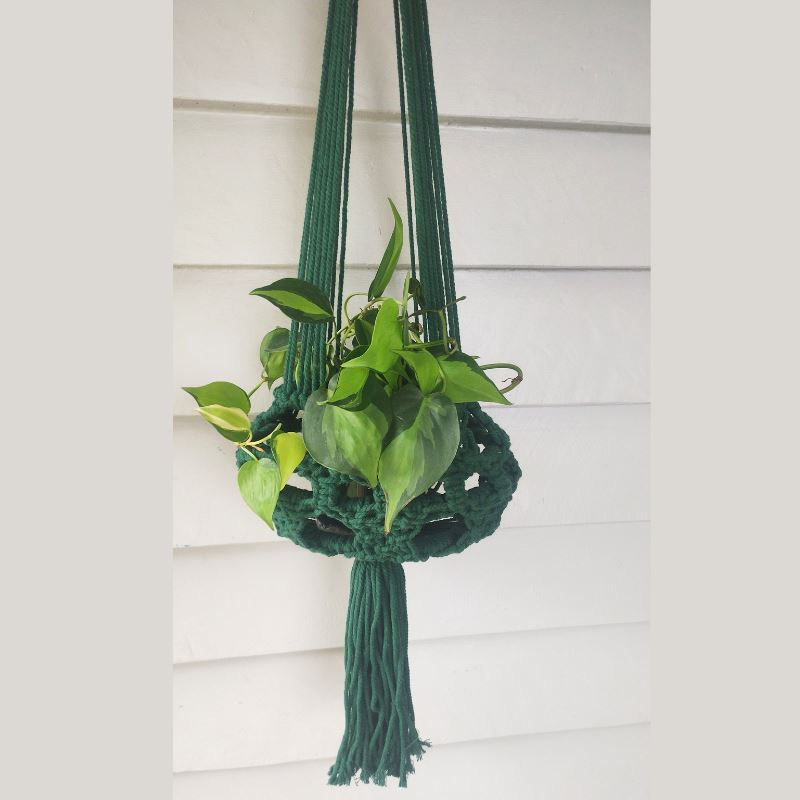 Macrame Plant Hanger - Forest Green Macrame Hanging Planter Plant Folk