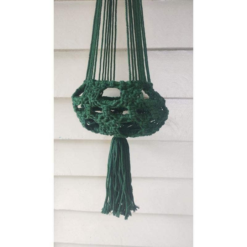 Macrame Plant Hanger - Forest Green Macrame Hanging Planter Plant Folk