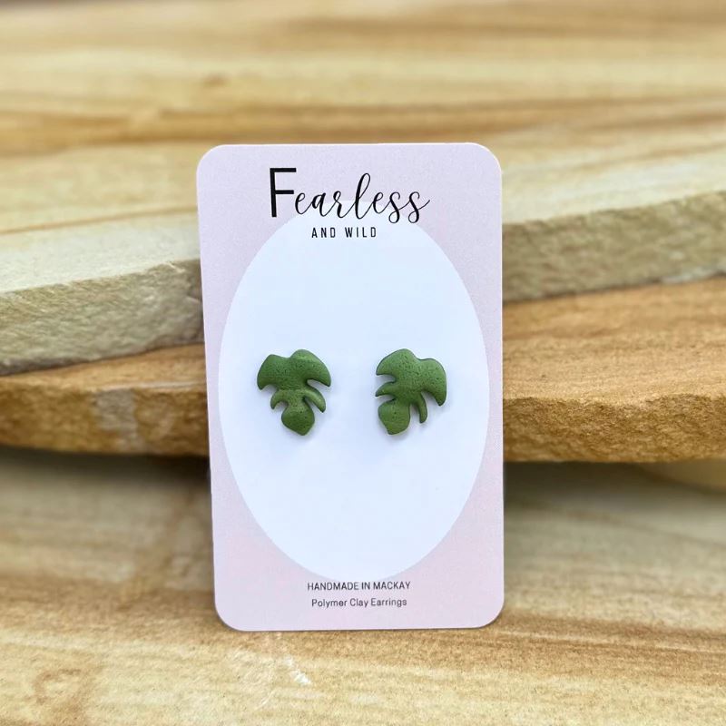 Monstera Leaf Studs Earrings Fearless & Wild