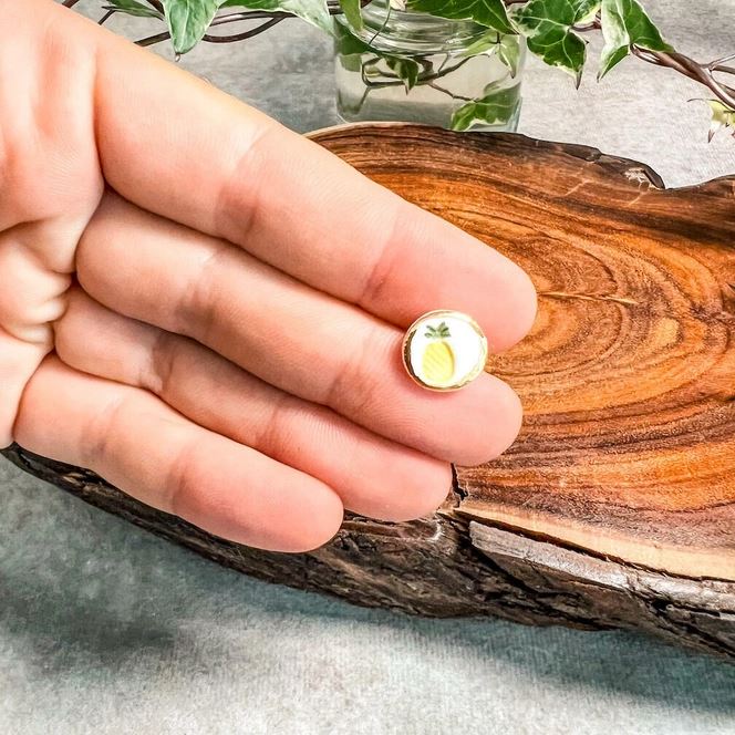 Pineapple Porcelain Stud Earrings Earrings Wolf & Clay