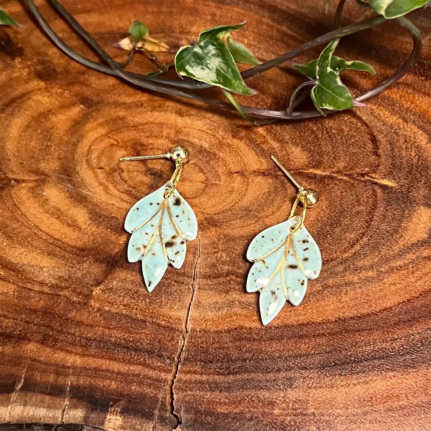 Calla Porcelain Earrings - Light Blue Earrings Wolf & Clay