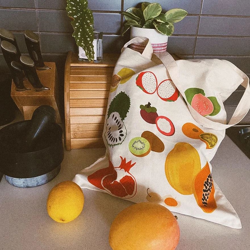 Organic Cotton Tropical Fruit Tote Tote Palette by Diana