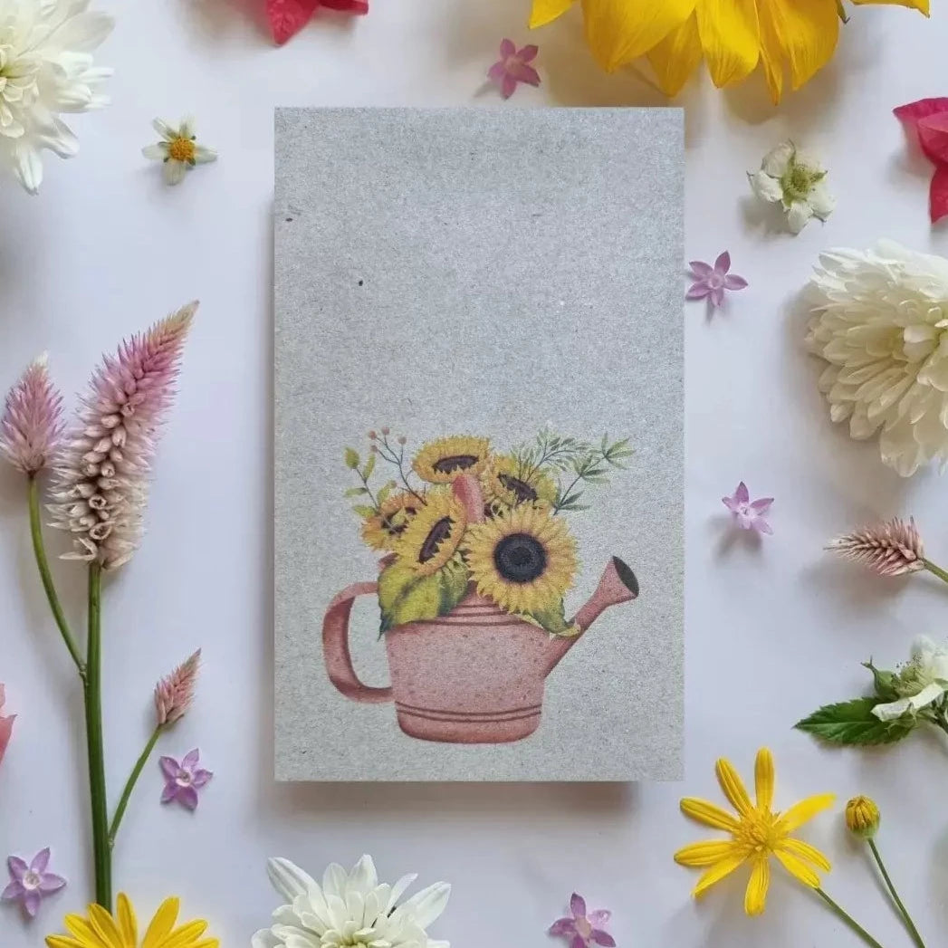 Sunflowers In Pink Watering Can - Sunflower Seeds Seeds Bee Kind Australia