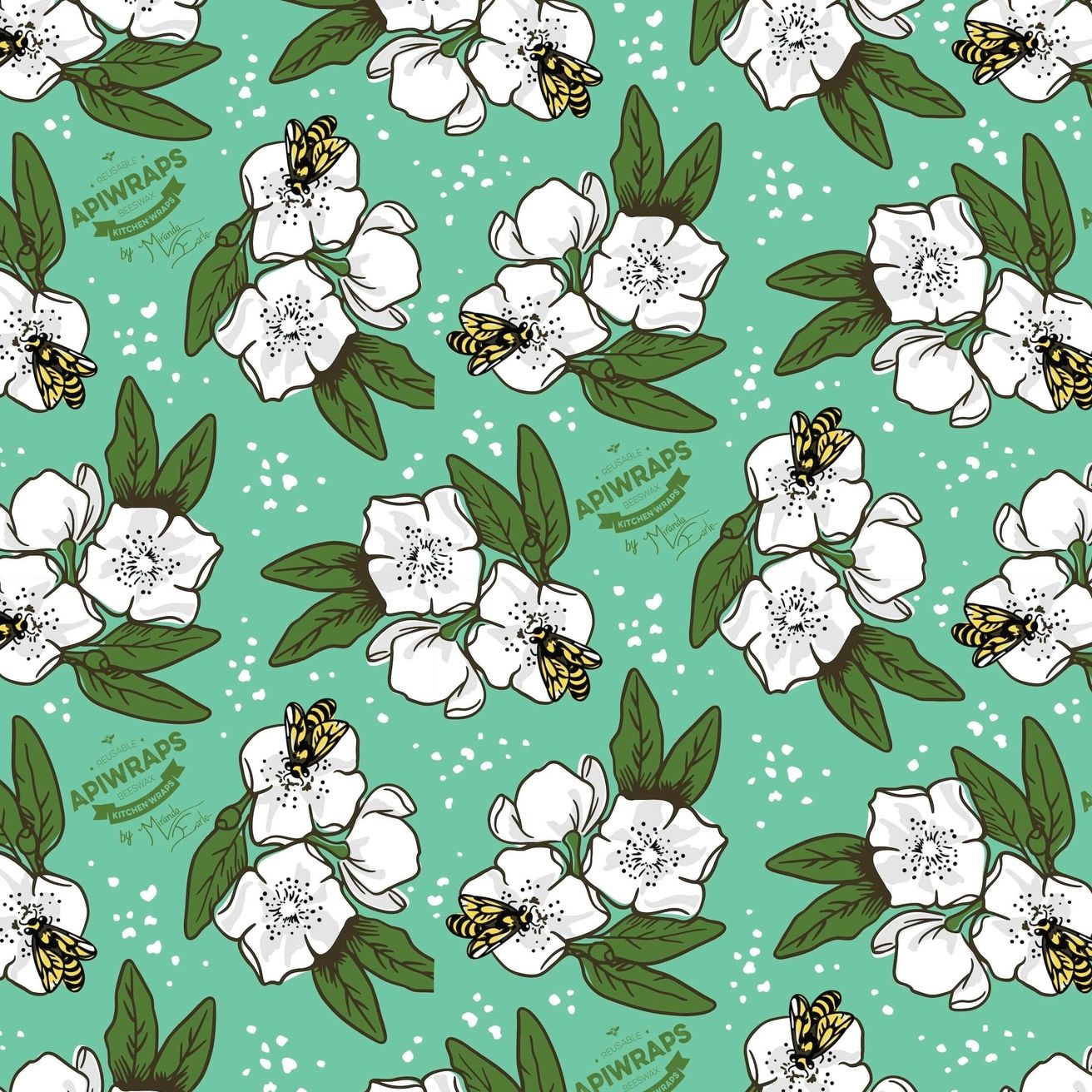 Apiwraps Sandwich Wrap Beeswax Wrap Apiwraps Leatherwood Bee Mint 