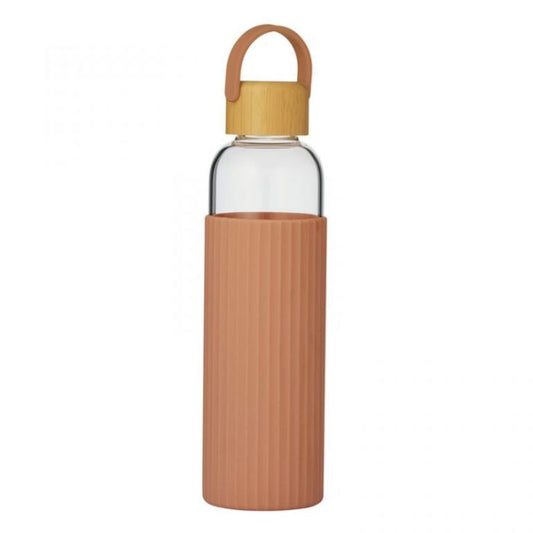 Bamboo & Glass Water Bottle with Silicone Sleeve (600ml) - Coral Water Bottle Coast to Coast 