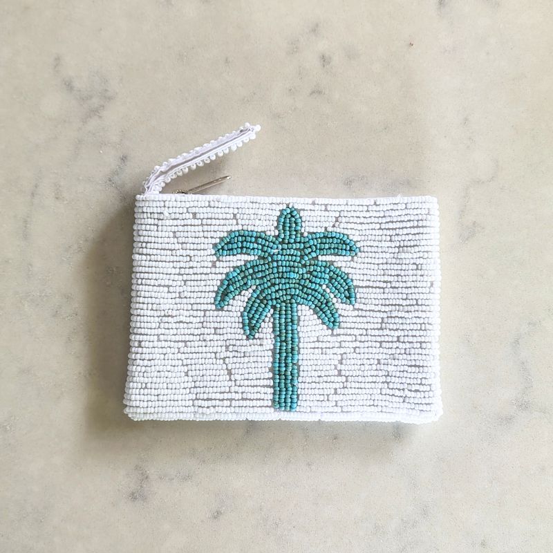 Beaded Purse - Blue Palm Purse Plant Folk Store 