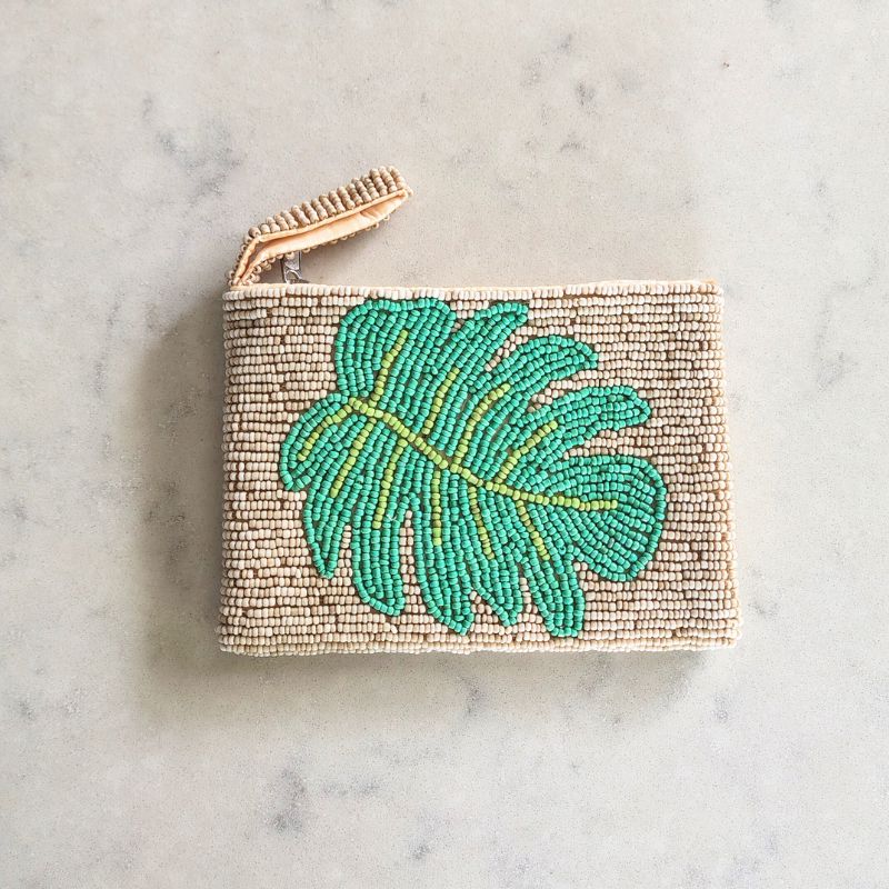 Beaded Purse - Monstera Leaf Purse Plant Folk Store 