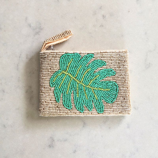 Beaded Purse - Monstera Leaf Purse Plant Folk Store 