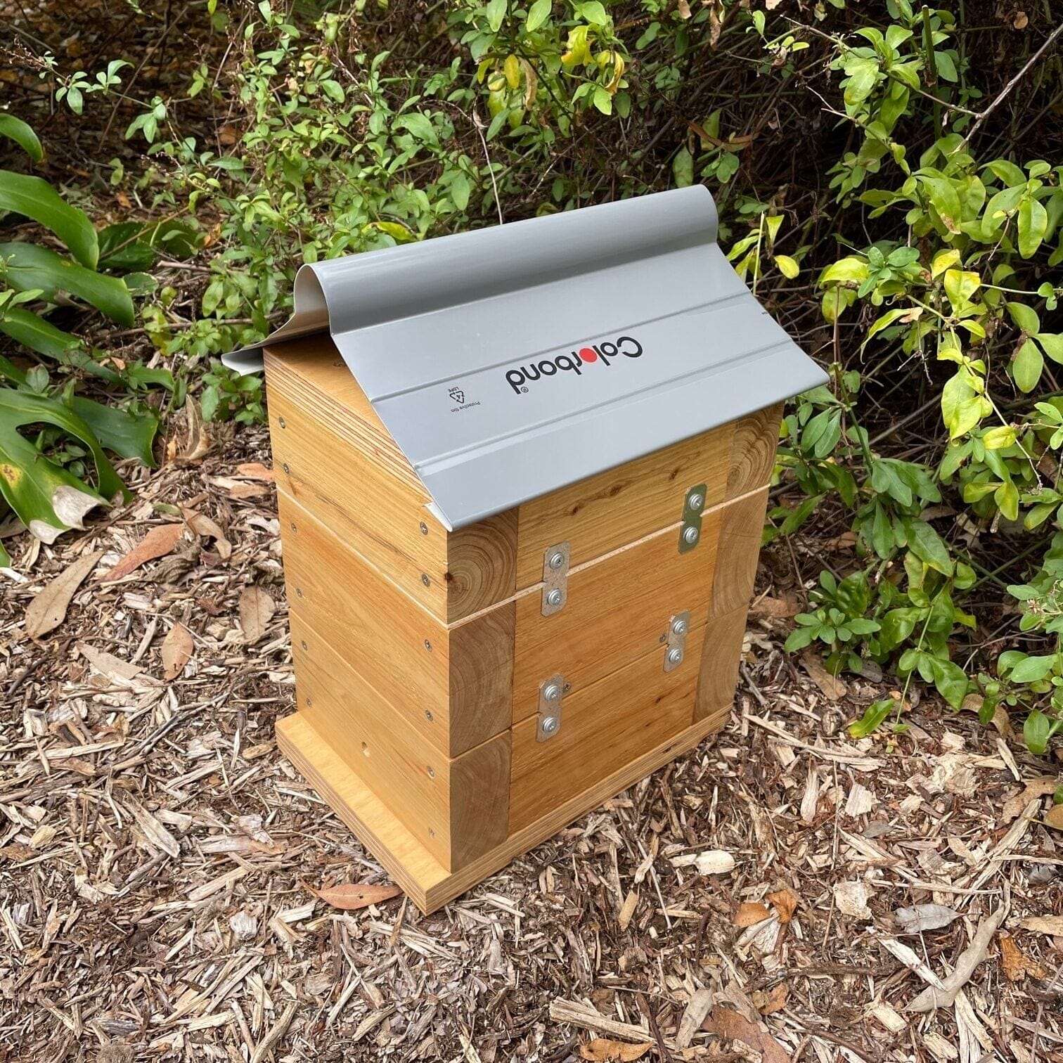 Beloved Bees 50mm Cypress Pine Varnish Rough Sawn Stingless Australian Native Bush Bee Box Hive (Copy) Native Beehive Beloved Bees 