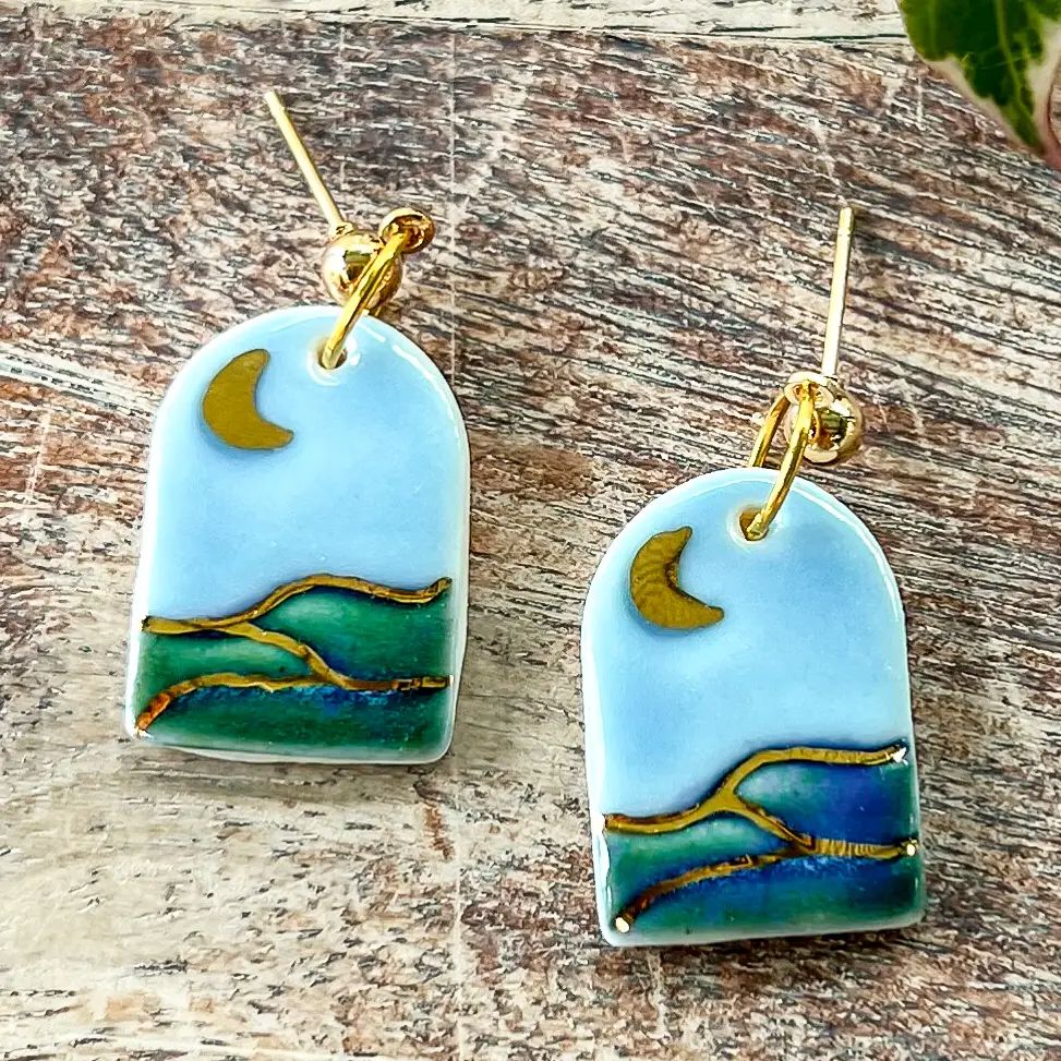 Ceramic Landscape Earrings Earrings Wolf & Clay 