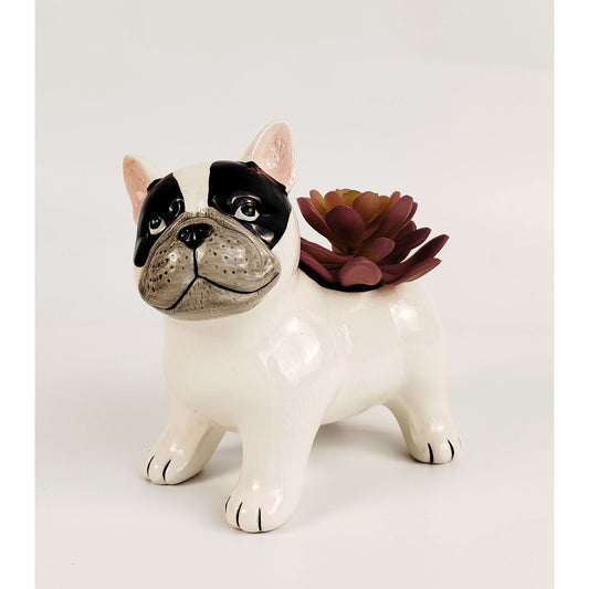 Cute French Bulldog Planter - White Pot Urban Products 