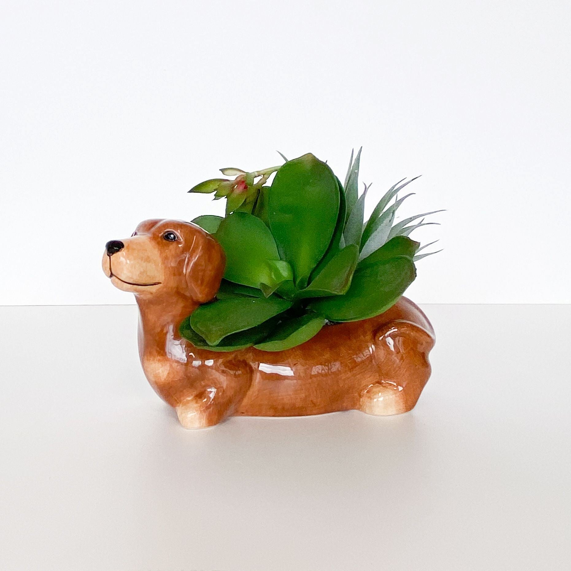 Dachshund Ceramic Planter - Brown Pot Urban Products 