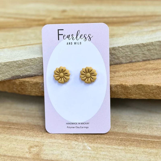 Flower Studs - Mustard Earrings Fearless & Wild 