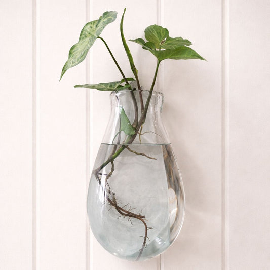 Handblown Recycled Glass Wall Vase - Large Glass Wall Vase Plant Folk Store 