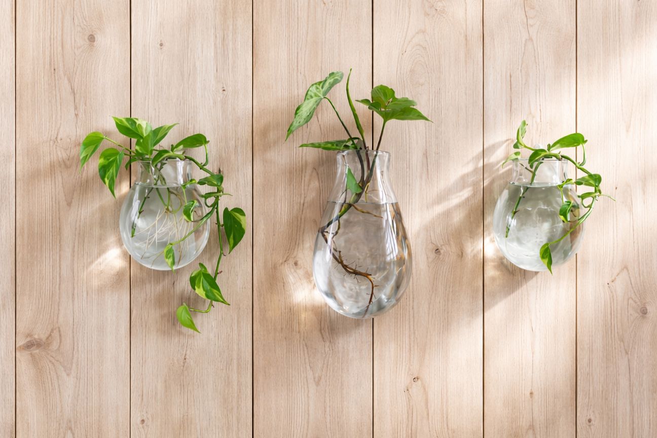 Handblown Recycled Glass Wall Vase - Medium Glass Wall Vase Plant Folk Store 