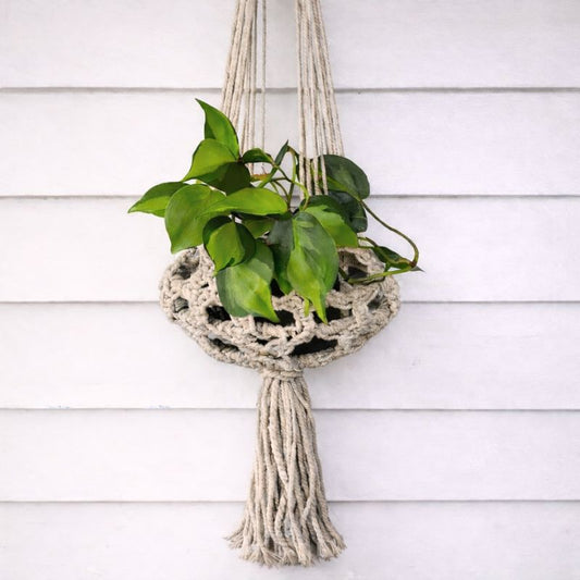 Macrame Plant Hanger - Latte Macrame Hanging Planter Plant Folk 