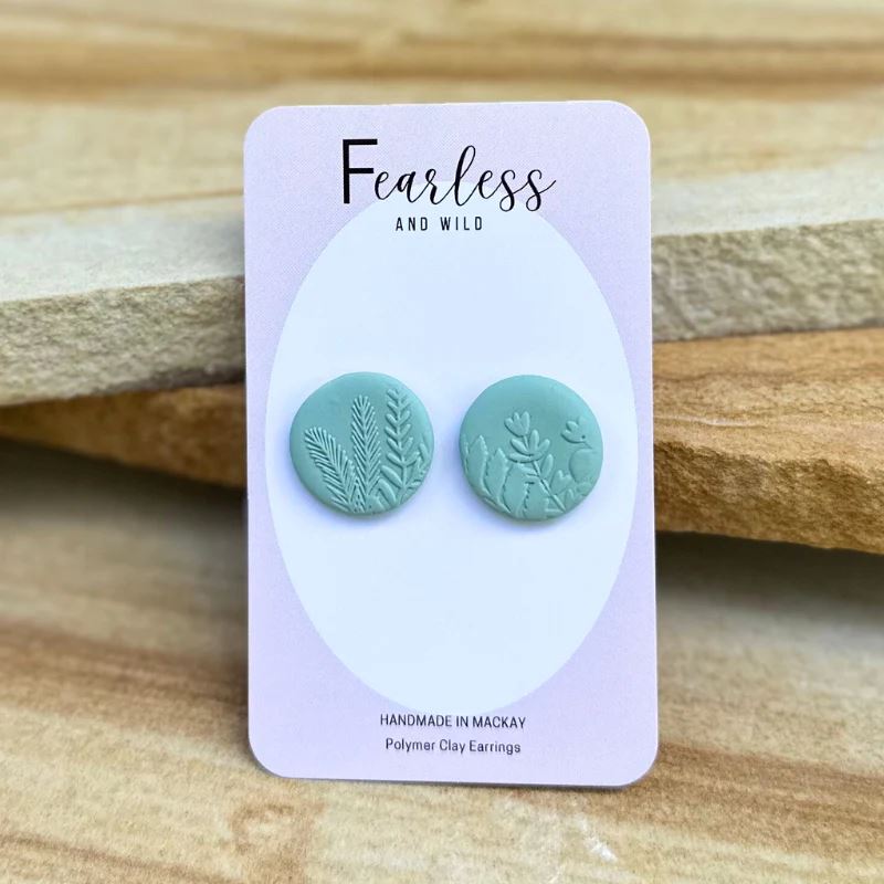 Native Flora Studs - Sage Earrings Fearless & Wild 