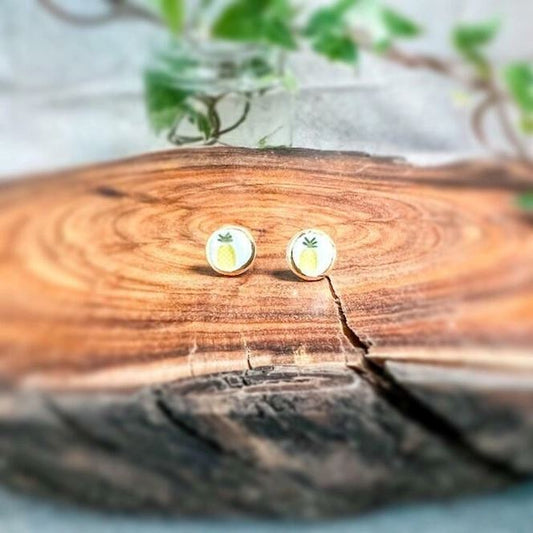 Pineapple Porcelain Stud Earrings Earrings Wolf & Clay 