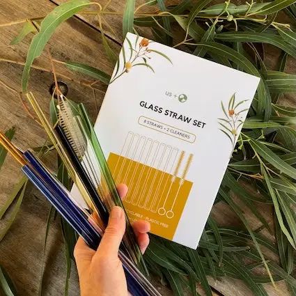 Re-useable Glass Drinking Straws - Pk 8 Drinking Straws Us & The Earth 