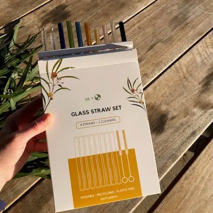 Re-useable Glass Drinking Straws - Pk 8 Drinking Straws Us & The Earth 